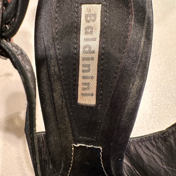 Vintage Baldinini Black and Chrome Crystal Embellished Statement Heels sz 37 - Picture 6 of 17